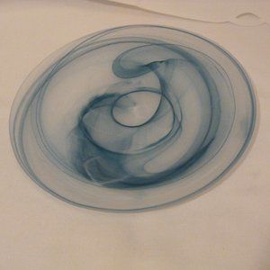 Artisan Ware Art Glass Ice Blue & White Swirl Design Serving Plate / Platter,